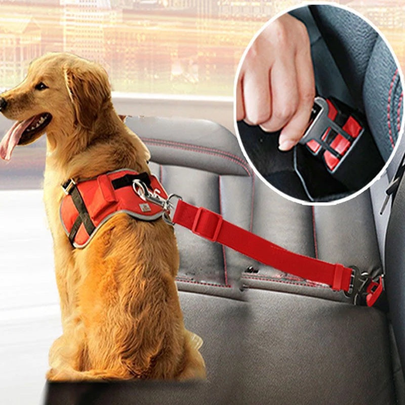 Dog Car Seat Belt — Adjustable Safety Harness Clip for Travel