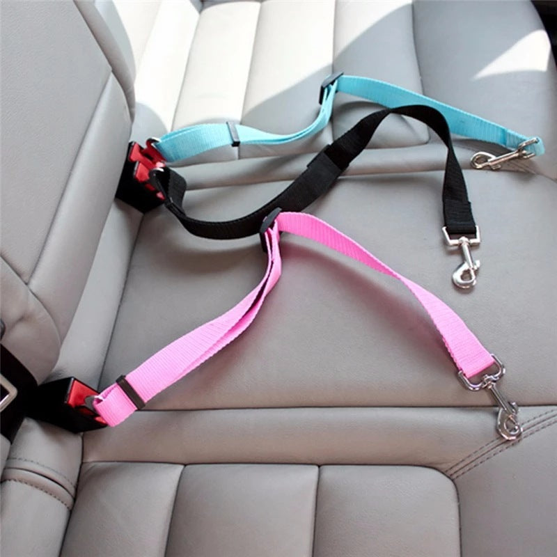 Dog Car Seat Belt — Adjustable Safety Harness Clip for Travel