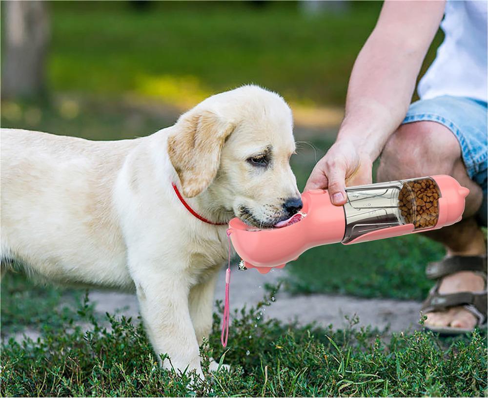 Portable Pet Water Bottle — 3-in-1 Outdoor Dog Drinking Feeder